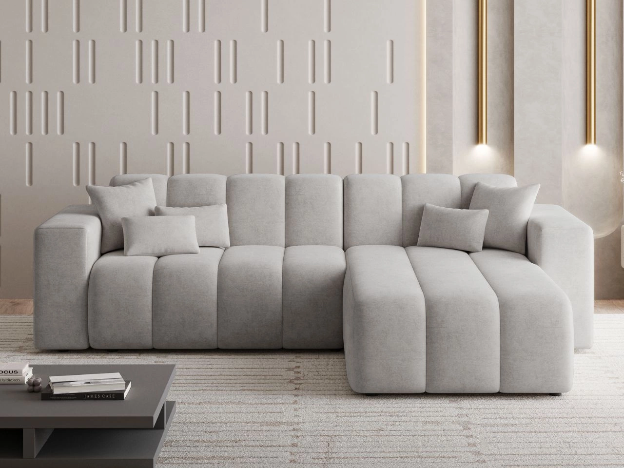 Ecksofa L-Form Rechts Nork Grau
