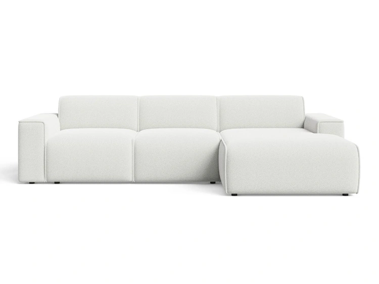Ecksofa L-Form Rechts Lavia Bouclé-Stoff Weiß