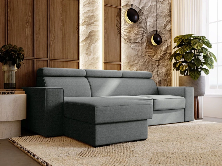 Ecksofa L-Form mit Schlaffunktion und Bettkasten Scala Grau