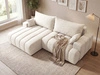 Ecksofa L-Form Links mit Schlaffunktion und Bettkasten Caleo Creme