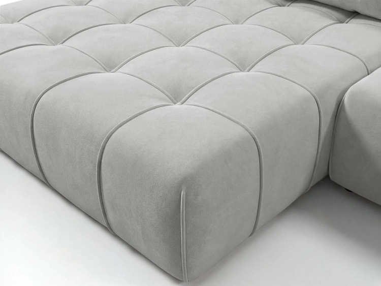 Ecksofa L-Form mit Schlaffunktion und Bettkasten Tulio Links Grau