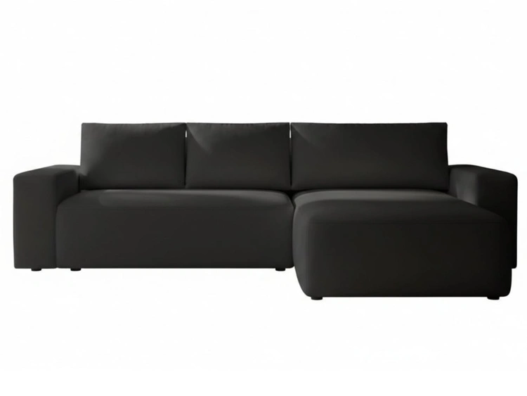 Ecksofa L-Form Rechts mit Schlaffunktion und Bettkasten Tazones Schwarz