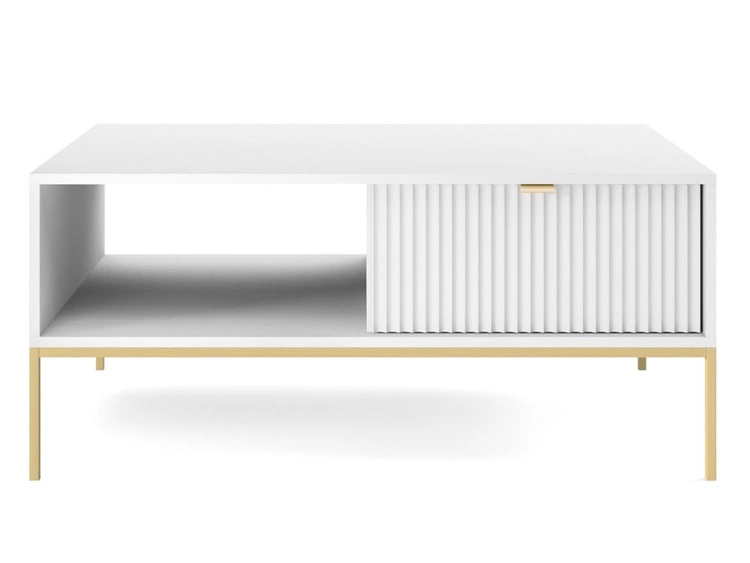 Couchtisch mit Stauraum Amber Weiß, Gold Frame