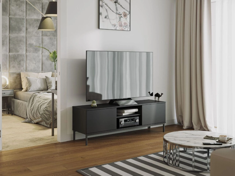 TV-Lowboard mit Türen 150 cm Soroko Schwarz