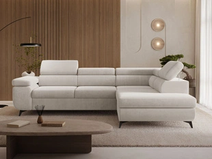 Ecksofa L-Form mit Schlaffunktion und Bettkasten Argon Rechts Hellbeige