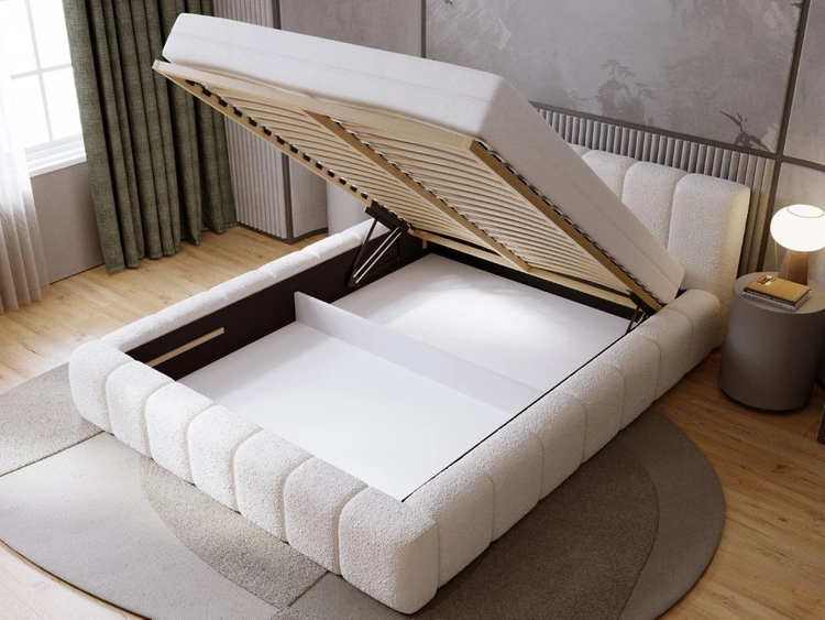 Polsterbett mit Bettkasten und Lattenrost 160x200 Orio Beige