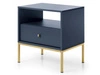 Nachttisch mit Schublade auf Golden Metallbeinen Amor Marineblau