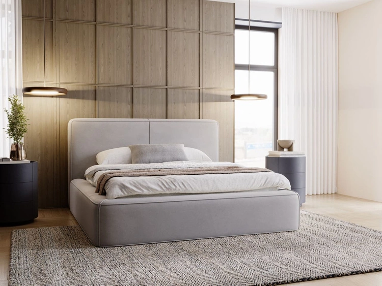 Bett mit Lattenrost und Bettkasten 180x200 Amaro - Grau