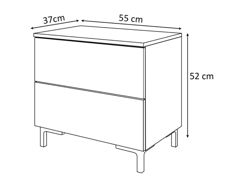 Nachttisch mit zwei Schubladen auf Goldenen Beinen Nuveo Kaschmir