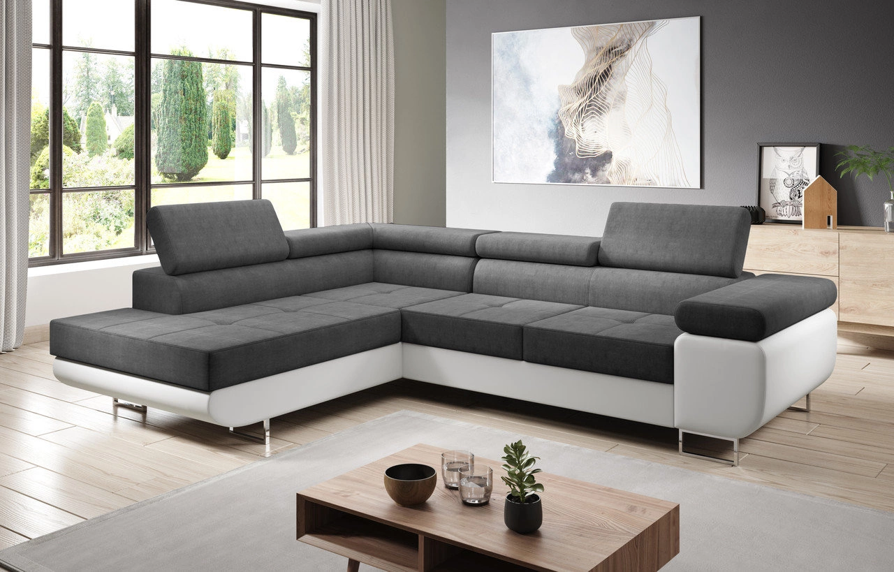 Ecksofa L-Form links Solam L - Grau / Weiss