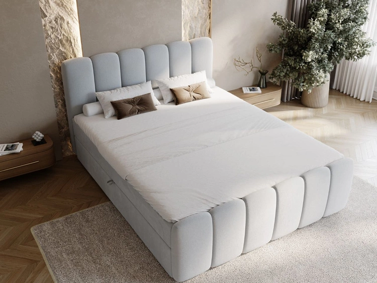 Boxspringbett mit Bettkasten 200x200 Cloud Grau