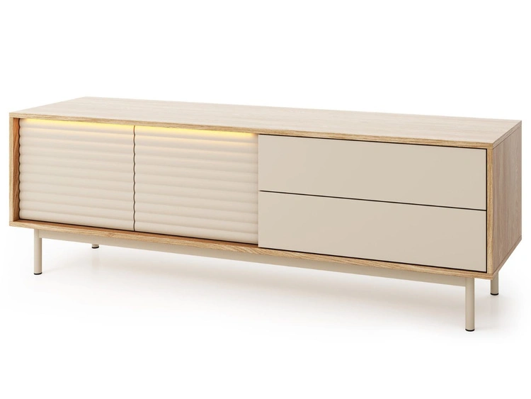 Ein Möbelset mit LED-Beleuchtung für das Wohnzimmer Rapallo Kaszmir, Eiche Geölte