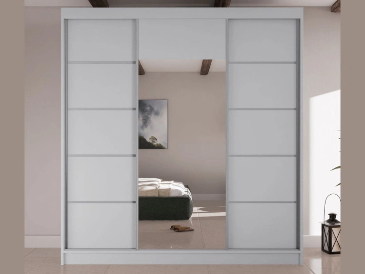 Schiebetürenschrank mit Spiegel 200 cm Maia Weiß