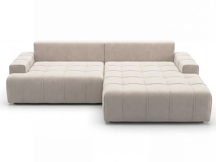 Ecksofa L-Form mit Schlaffunktion und Bettkasten Tulio Rechts Beige