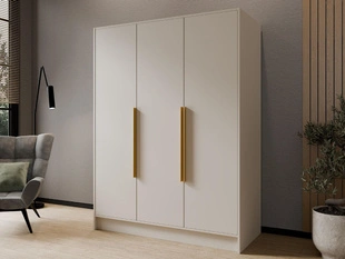 Kleiderschrank 150 cm Perugia Kaschmir mit goldenen Griffen
