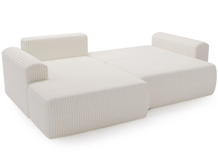 Ecksofa mit Schlaffunktion und Bettkasten Belvio links Creme