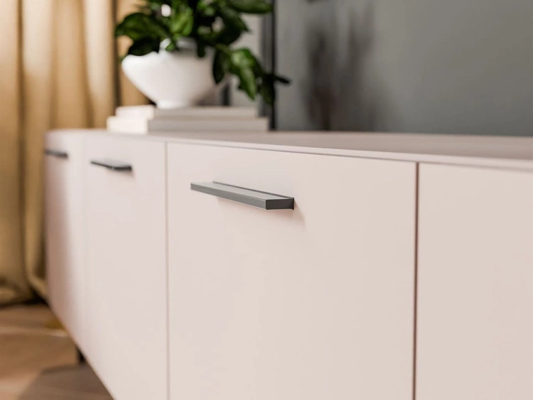 Wohnwand für das Wohnzimmer auf Schwarzen Metallbeinen Noaé Kaschmir