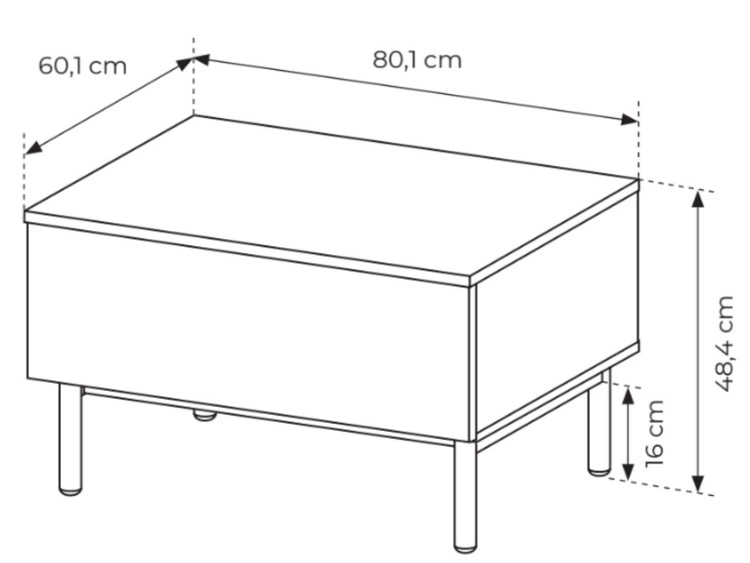 Couchtisch mit Stauraum Loara Eich Evoke, Schwarz
