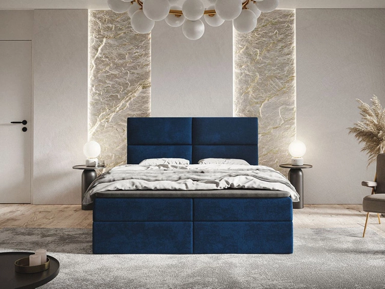 Boxspringbett mit Bettkasten 140x200 Hera Dunkelblau
