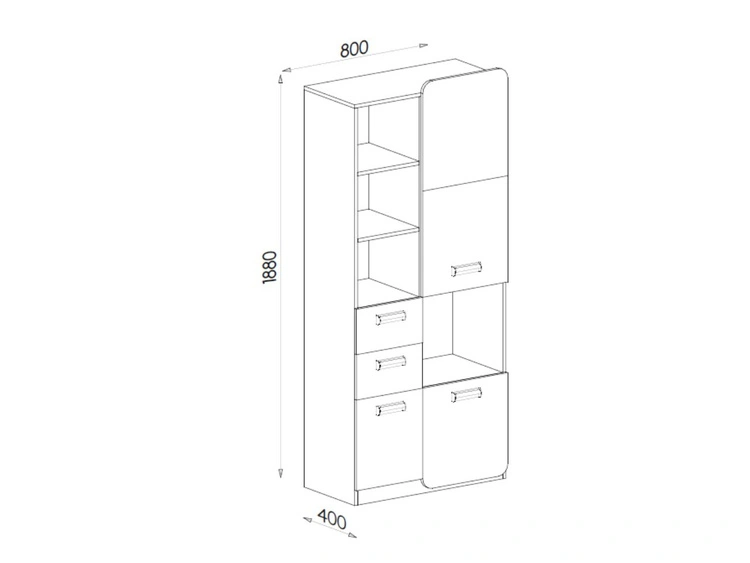 Bücherregal mit Schubladen für ein Jugendzimmer Lindo Weiß, Nash Eiche