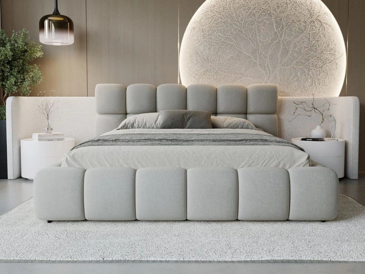 Polsterbett mit Bettkasten und Lattenrost 200x200 Modo Grau