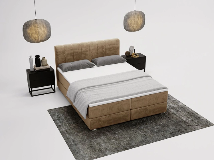 Boxspringbett mit Bettkasten 140x200 Forte Beige