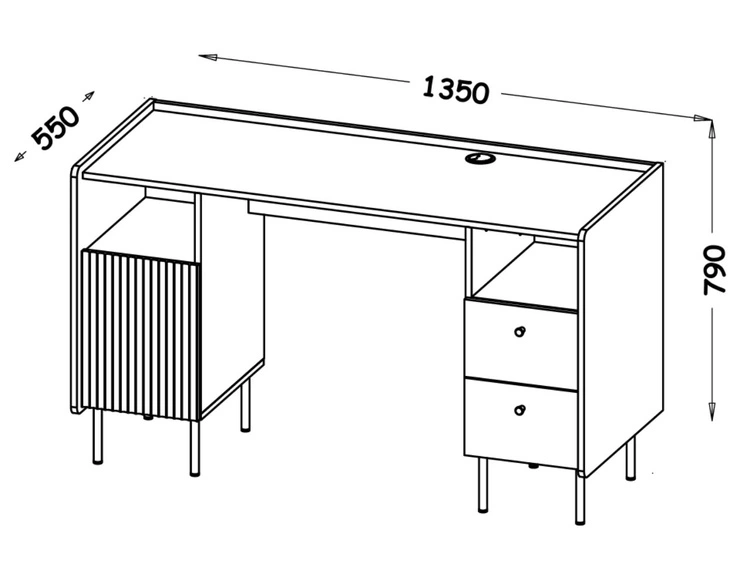 Schreibtisch mit Schubladen und Schrank Nussbaum Warmia, Schwarz