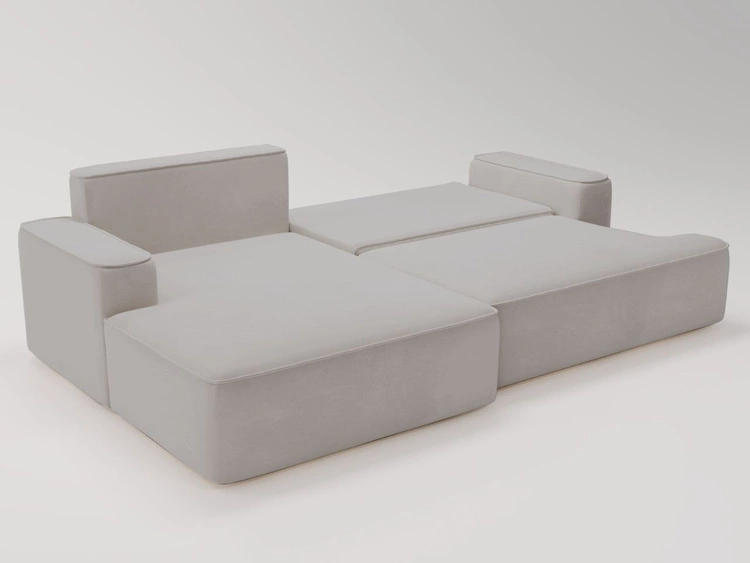 Ecksofa L-Form Links mit Schlaffunktion und Bettkasten California Hellgrau