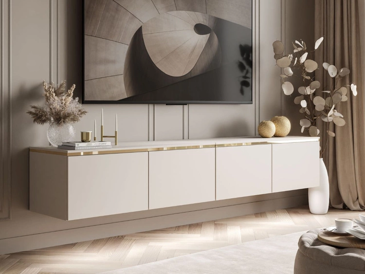 TV-Schrank zum Hängen im Glamour-Stil mit LED-Beleuchtung Celle Kaschmir Matt