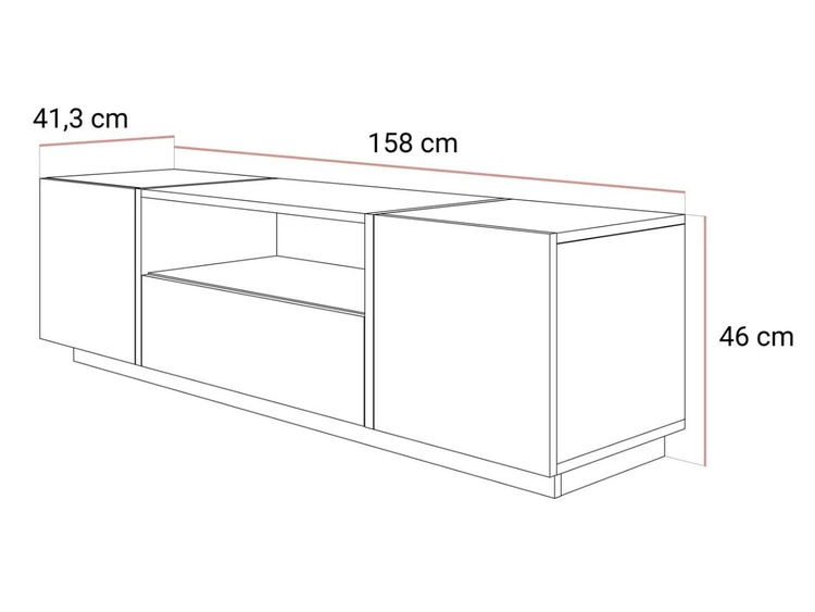 TV-Lowboard im Glamour-Stil, zweitürig mit Schublade Lunelie Kaschmir Hochglanz