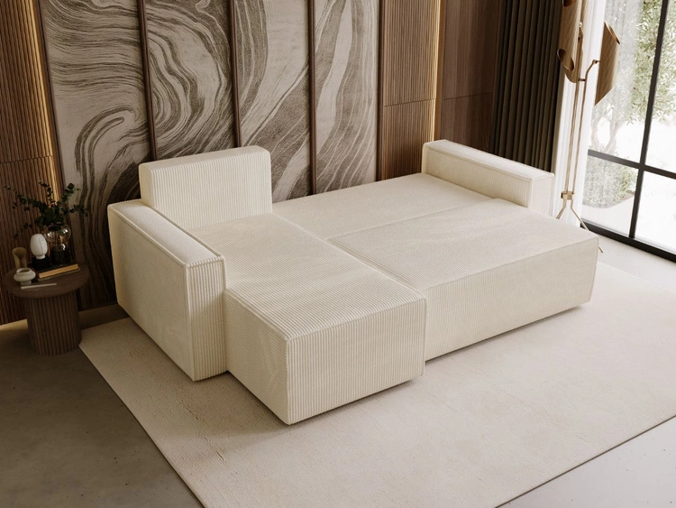Modernes Ecksofa mit Schlaffunktion und Stauraum Prato Beige