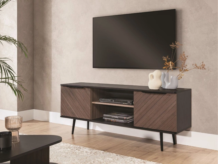 Wohnzimmerset Nemi Schwarzer Graphit Braun