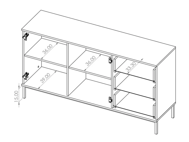 Kommode mit Türen und Schubladen Soroko Schwarz
