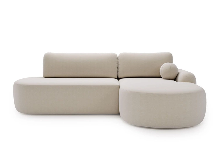 Ecksofa L-Form Rechts mit Schlaffunktion und Bettkasten Aurio O Creme