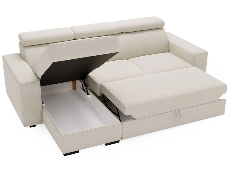 Ecksofa L-Form mit Schlaffunktion und Bettkasten Scala Beige