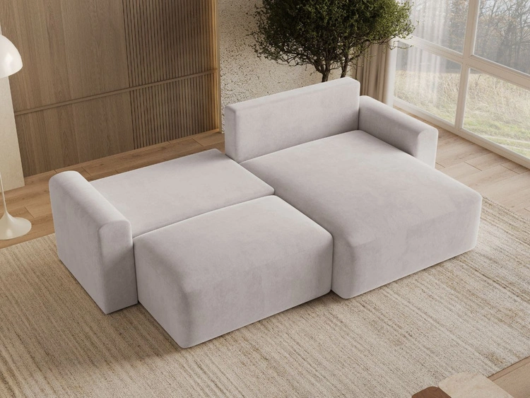Ecksofa L-Form mit Schlaffunktion und Bettkasten Aurora Grau