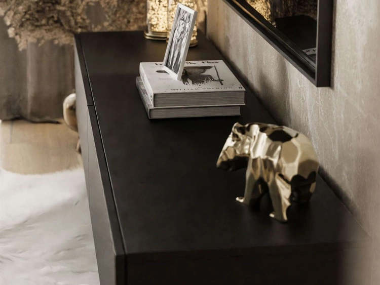 Hängende Wohnwand mit LED-Beleuchtung für das Wohnzimmer Sorelle Schwarz Matt