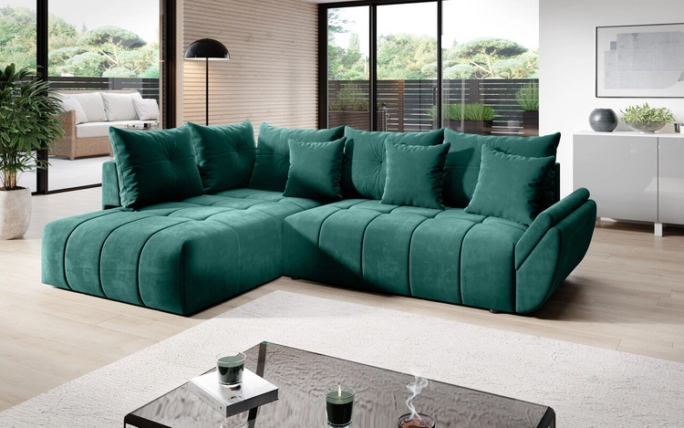 Modern Ecksofa mit Schlaffunktion Genoa -  Grün