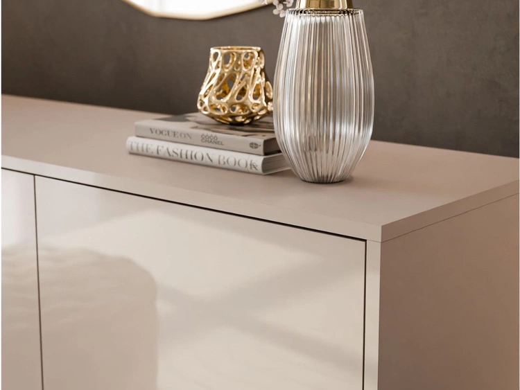 Dreitürige Wandkommode 154 cm im Glamour-Stil – Vivance, Kaschmir Hochglanz
