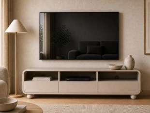 TV-Lowboard 180 cm mit Schubladen auf Kugelfüßen Soffio Kaschmir