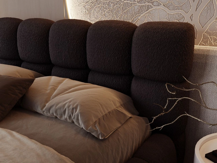 Polsterbett mit Bettkasten und Lattenrost 140x200 Modo aus Bouclé-Stoff Schwarz