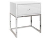 Nachttisch Glamour mit Schublade und silbernen Gestell Brisa Weiß Hochglanz