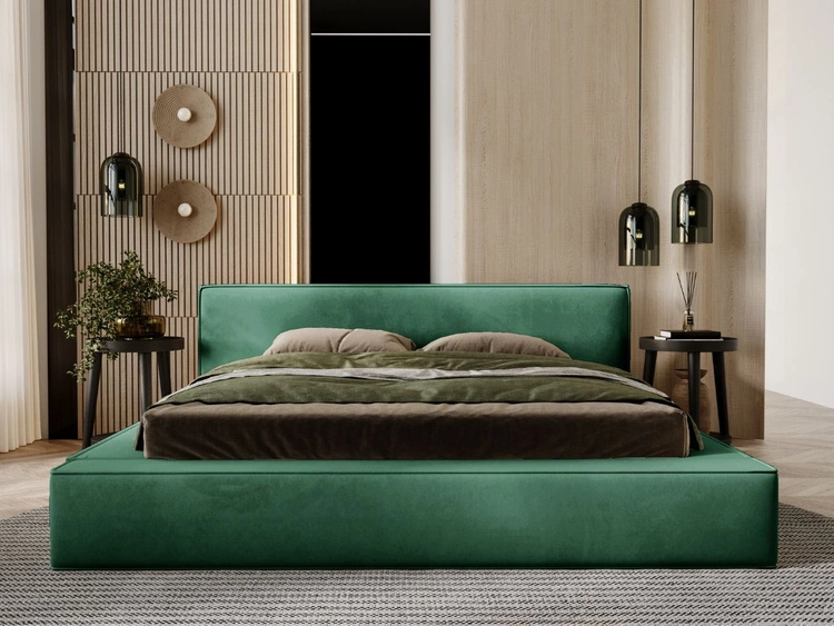 Polsterbett mit Bettkasten und Lattenrost 160x200 Mali Grün