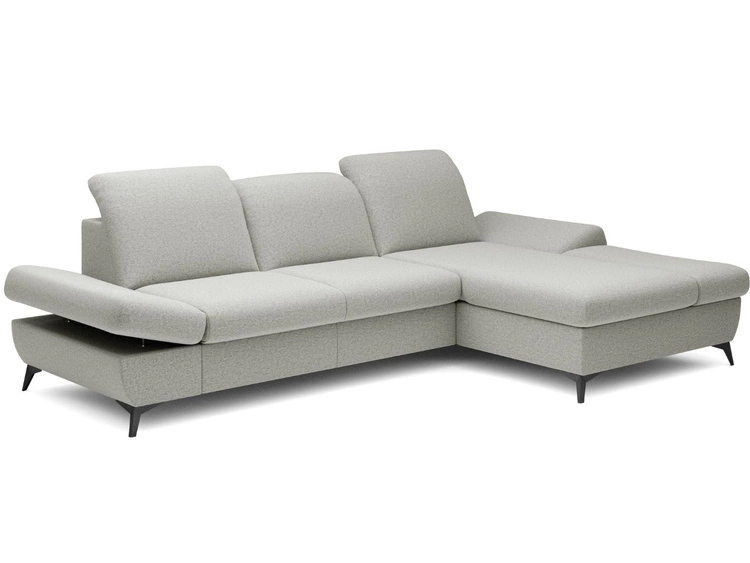 Ecksofa L-Form Rechts mit Schlaffunktion und Bettkasten Hannover Hellgrau