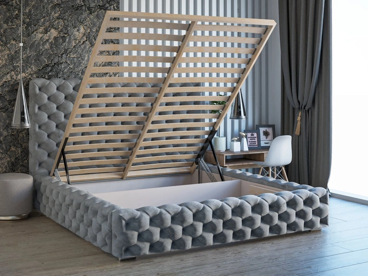 Polsterbett mit Bettkasten und Lattenrost 160x200 Heaven Hellgrau