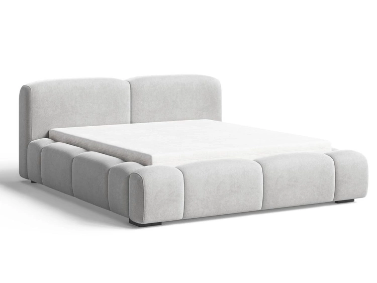 Polsterbett mit Bettkasten und Lattenrost 140x200 Aubi Grau