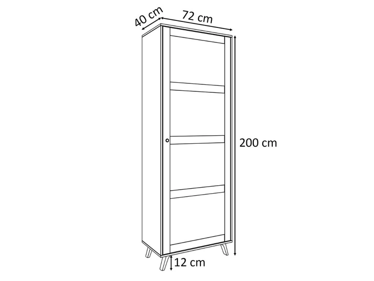 Standvitrine schmale verglasteim Boho-Stil Bellance, Eiche Puccini