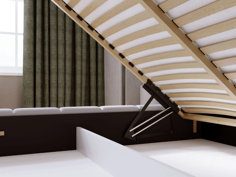 Polsterbett mit Bettkasten und Lattenrost 140x200 Orio Grau