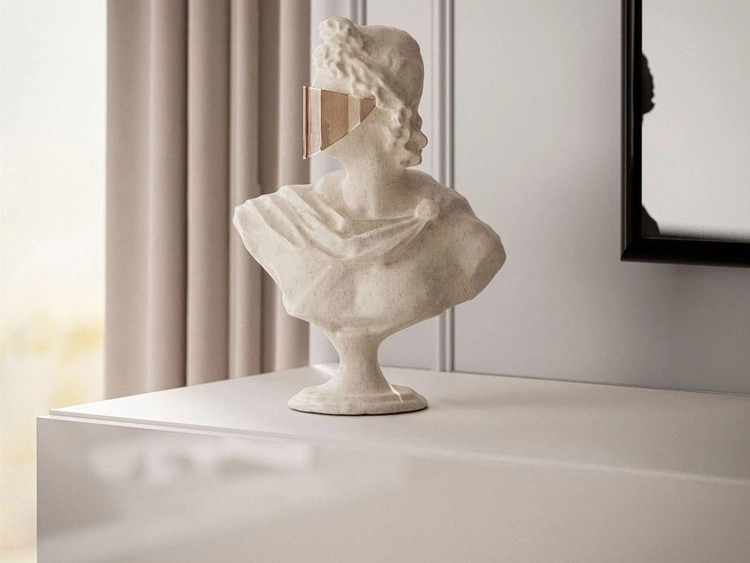 Hängende Wohnwand mit LED-Beleuchtung Aurelie Kaschmir Hochglanz