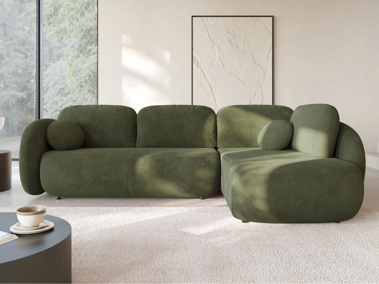 Ecksofa mit Schlaffunktion und Bettkasten Rechts Carino Grün